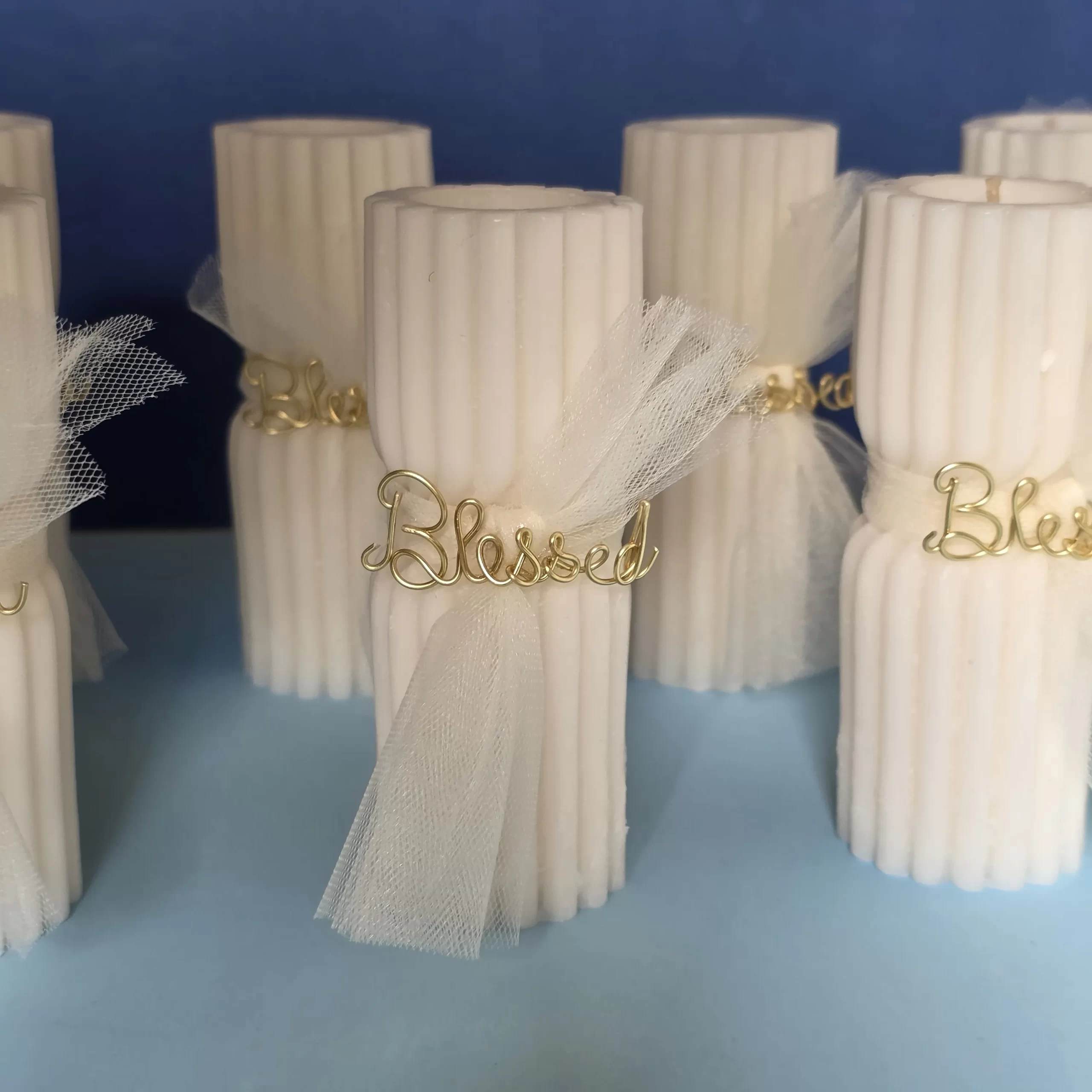 Ribbed Candles with Ribbon