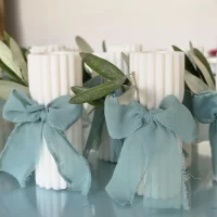 Ribbed Candles with Ribbon
