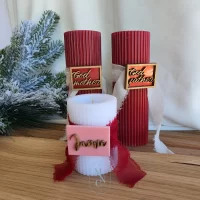 Ribbed Candles with Ribbon and plexi